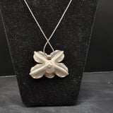 Large Vintage 925 Silver Flower Pendant on Silver Necklace