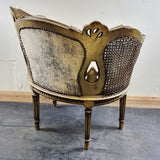 Pair of Antique Bergere Tub Shaped Gltwood French Chairs