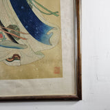 Large Antique Vintage Chinese Ancestor or Diety Watercolour On Paper