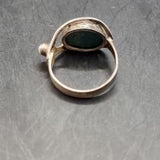 Vintage Turquoise and Pearl Silver Ring Size M