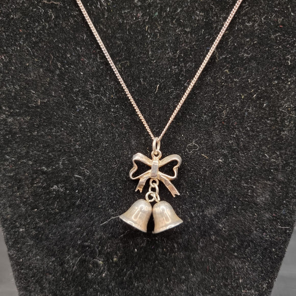 Vintage Silver Necklace and Bells Pendant.
