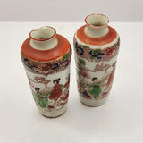 Antique Pair of Meiji Period Kutani Ware Miniature Vases.