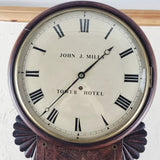 Antique Mahogany Single Fusee Brass Inlaid Wall Clock by John J. Mills