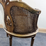 Pair of Antique Bergere Tub Shaped Gltwood French Chairs