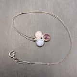Vintage Silver Coloured Glass Pendant 3 Circles or Clover Shape