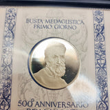 Michelangelo 500th Anniversary Silver Medal and First Day Cover, 1975 Coin