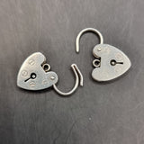 Two Vintage Silver Padlock Locket Love Heart Pendants 1975 and 1977 by LC