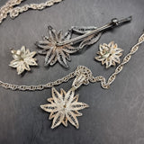 Vintage Silver Wire Flower Set Earrings, Pendant and Brooch.