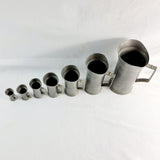 Set of 7 Etain 90 Pewter Measures From A Litre to A Centilitre.