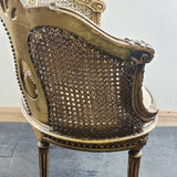 Pair of Antique Bergere Tub Shaped Gltwood French Chairs