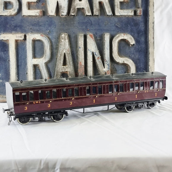 0 Gauge Course Scale Kit Built Carriage LMS 1st and 3rd Class