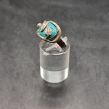 Vintage Turquoise and Pearl Silver Ring Size M