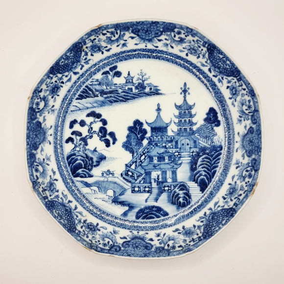 Antique 19th Century Chinese Blue and White Plate