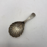 Antique Georgian Bright Cut Solid Silver Tea Caddy Spoon – Shell Bowl