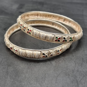 Pair of Vintage Silver and Enamel Eastern Bangles