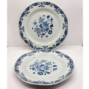 Antique Pair of Chinese Blue and White Plates