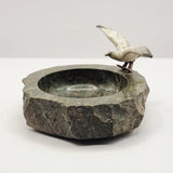 Vintage Souvenir Courish Serpentine Stone Trinket Dish with Seagull