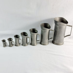 Set of 7 Etain 90 Pewter Measures From A Litre to A Centilitre.