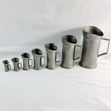Set of 7 Etain 90 Pewter Measures From A Litre to A Centilitre.