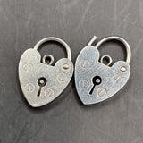 Two Vintage Silver Padlock Locket Love Heart Pendants 1975 and 1977 by LC