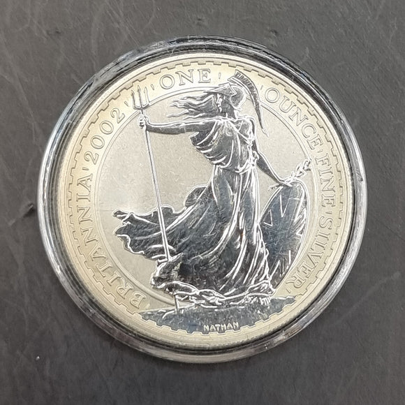 2002 £2 Silver Britannia One Ounce Coin. 2 Pounds 1oz Silver