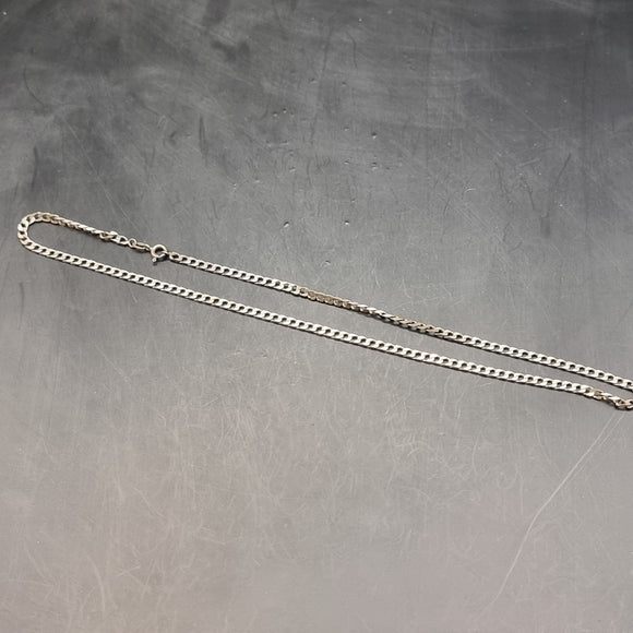 Vintage Silver Squared Curb Link Necklace 46cm 18 inches