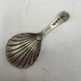 Antique Georgian Bright Cut Solid Silver Tea Caddy Spoon – Shell Bowl