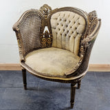 Pair of Antique Bergere Tub Shaped Gltwood French Chairs