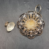 Two Vintage Silver Flower Pendants with a Silver Plated Brooch