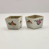 Antique Pair of Cantonese 19th Century Chinese Salt Pots or Bird feeders.
