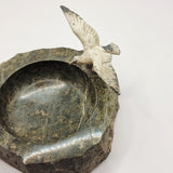 Vintage Souvenir Courish Serpentine Stone Trinket Dish with Seagull
