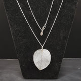 Vintage Silver Flower Wire Earrings with a Silver Plated Leaf Necklace