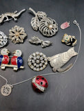 Collection Joblot Costume Jewellery Enamel Marcasite Brooches Pendant Animals