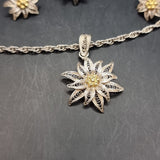 Vintage Silver Wire Flower Set Earrings, Pendant and Brooch.