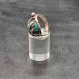 Vintage Turquoise and Pearl Silver Ring Size M