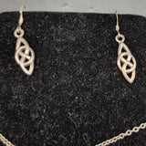 Vintage Silver Celtic Pattern Set Pendant and Earrings.