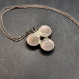 Vintage Silver Coloured Glass Pendant 3 Circles or Clover Shape