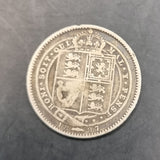 1854 Half Penny, 1887 Jubilee Head Shilling and 1902 Silver Six Pence coins