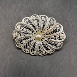 Two Vintage Silver Flower Pendants with a Silver Plated Brooch
