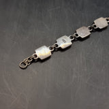 Three Silver Vintage Bracelets. Red Stone. Love Heart Locket Padlock.