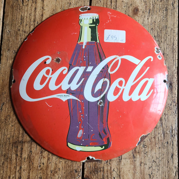Vintage style enamel classic Coca-Cola wall plaque