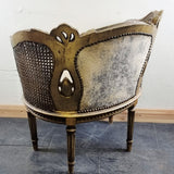 Pair of Antique Bergere Tub Shaped Gltwood French Chairs