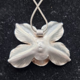 Large Vintage 925 Silver Flower Pendant on Silver Necklace