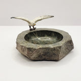 Vintage Souvenir Courish Serpentine Stone Trinket Dish with Seagull