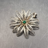 Two Vintage Silver Flower Pendants with a Silver Plated Brooch