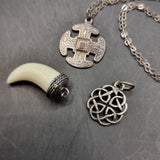 Three Silver Vintage Pendants. Two of Celtic Design, another Tooth Design