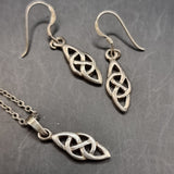 Vintage Silver Celtic Pattern Set Pendant and Earrings.