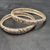 Pair of Vintage Silver and Enamel Eastern Bangles