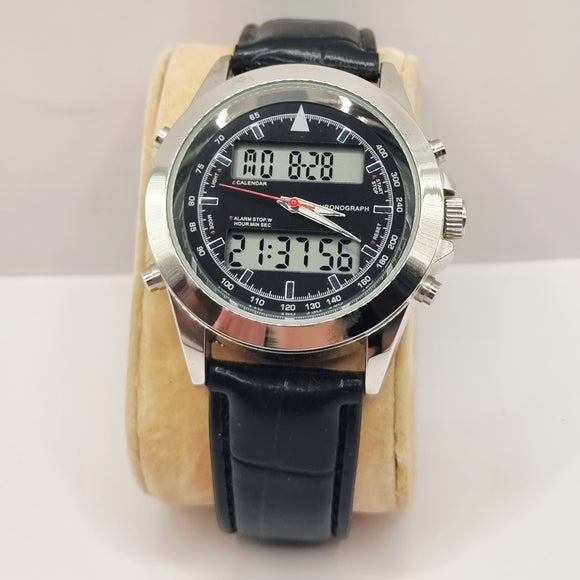 Large Gents dual Analogue and Digital Wristwatch Chronograph Calender Alarm Quartz