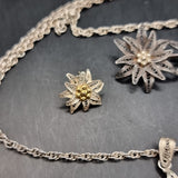 Vintage Silver Wire Flower Set Earrings, Pendant and Brooch.